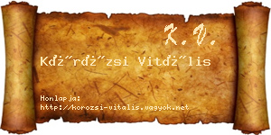 Körözsi Vitális névjegykártya